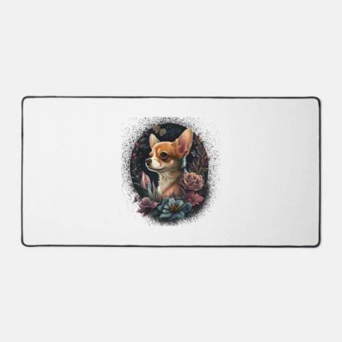 Chihuahua Cute Dog Beautiful Flowers Girl Desk Mat