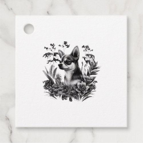 Chihuahua Cute Dog Beautiful Flowers Girl Favor Tags