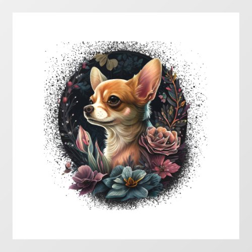 Chihuahua Cute Dog Beautiful Flowers Girl Floor Decals