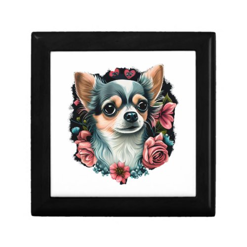 Chihuahua Cute Dog Beautiful Flowers Girl Gift Box