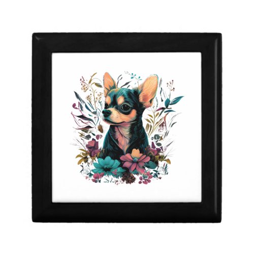 Chihuahua Cute Dog Beautiful Flowers Girl Gift Box