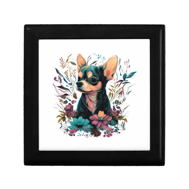 Chihuahua Cute Dog Beautiful Flowers Girl Gift Box (Front)