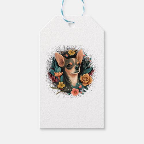 Chihuahua Cute Dog Beautiful Flowers Girl Gift Tags