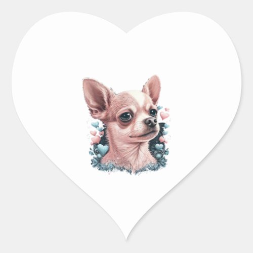 Chihuahua Cute Dog Beautiful Flowers Girl Heart Sticker