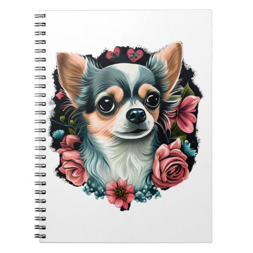 Chihuahua Cute Dog Beautiful Flowers Girl Notebook