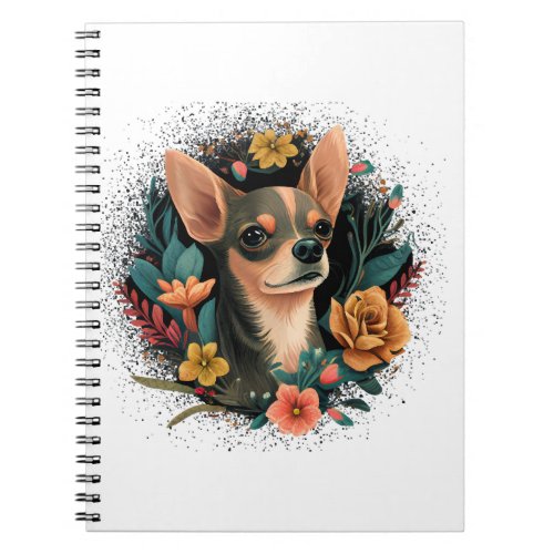 Chihuahua Cute Dog Beautiful Flowers Girl Notebook