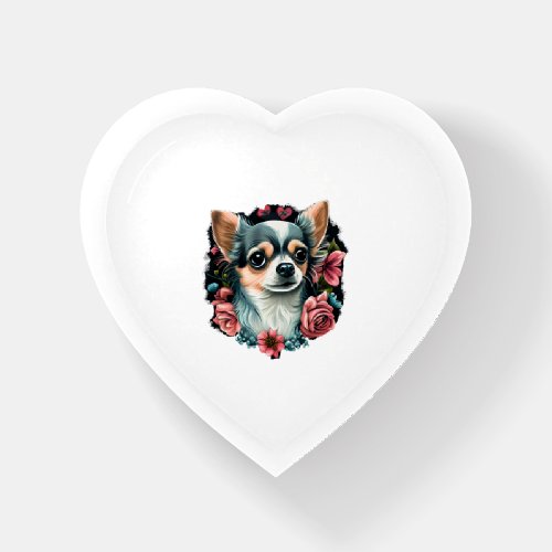 Chihuahua  Cute Dog  Beautiful  Flowers  Girl      Paperweight