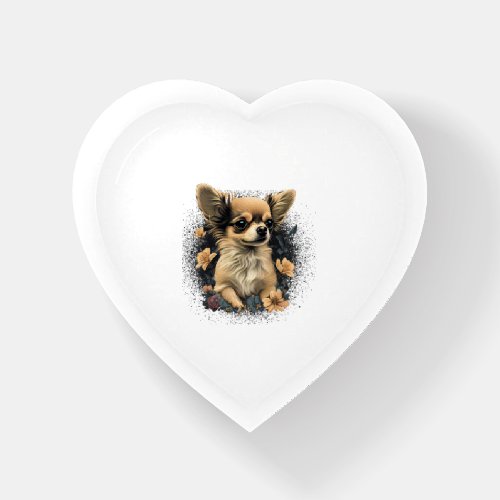 Chihuahua  Cute Dog  Beautiful  Flowers  Girl      Paperweight