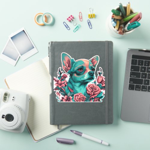 Chihuahua Cute Dog Beautiful Flowers Girl Sticker