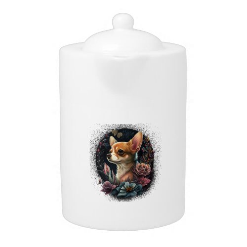 Chihuahua Cute Dog Beautiful Flowers Girl Teapot