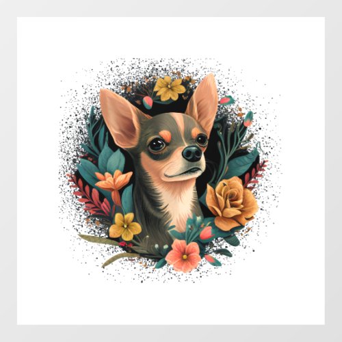 Chihuahua Cute Dog Beautiful Flowers Girl Wall Decal