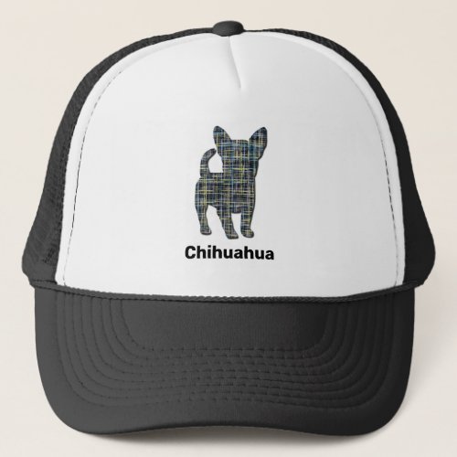 Chihuahua Cute Dog Silhouette Grid Custom Trucker Hat