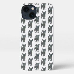 Chihuahua Cute Dog Silhouette Grid White iPhone 13 Case