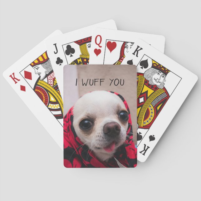 Chihuahua cute I wuff you love Valentines Poker Cards (Back)
