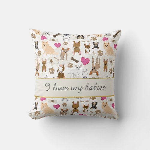 Chihuahua Cute Silly Dog Pattern Personalized Throw Pillow