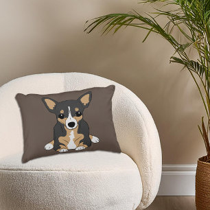 Chihuahua Cute Tri-Color Chihuahua Brown Accent Pillow