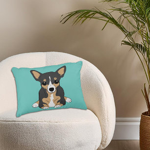 Chihuahua Cute Tri-Color Chihuahua Light Teal Accent Pillow