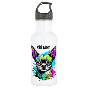 Chihuahua Cyberpunk style Art Chi Mom Stainless Steel Water Bottle