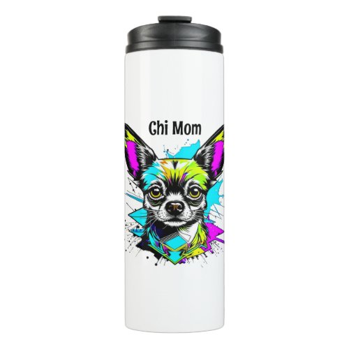 Chihuahua Cyberpunk style Art Chi Mom Thermal Tumbler