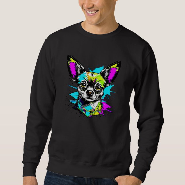Chihuahua Cyberpunk style Art Dog Lover Sweatshirt (Front)