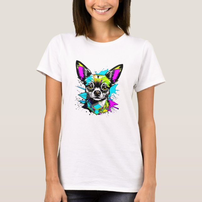 Chihuahua Cyberpunk style Art Dog Lover T-Shirt (Front)