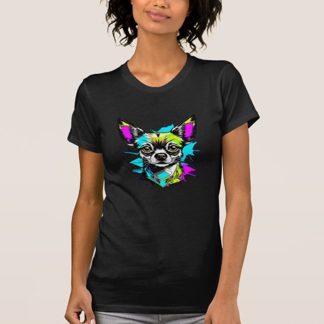 Chihuahua Cyberpunk style Art Dog Lover T-Shirt (Front)