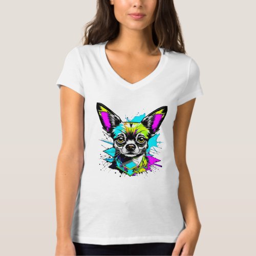 Chihuahua Cyberpunk style Art Dog Lover T_Shirt