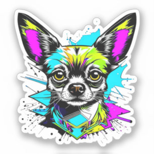 Chihuahua Cyberpunk style Art Sticker