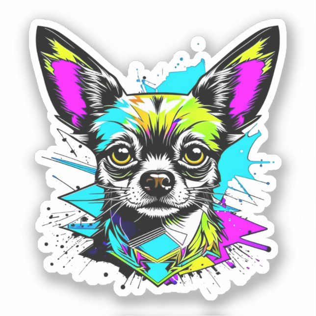 Chihuahua Cyberpunk style Art   Sticker (Front)
