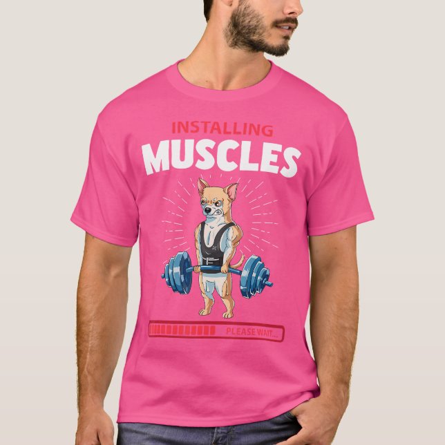 Chihuahua Deadlift Fitness Gym Weightlifting T-Shirt (Front)