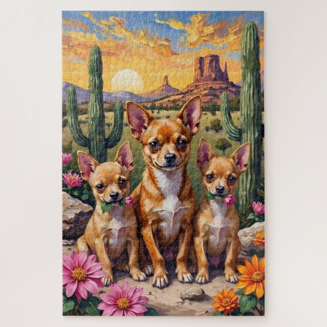 Chihuahua Desert Bloom Art Jigsaw Puzzle (Vertical)