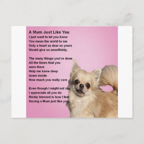 chihuahua Design _ Mum Poem Postcard