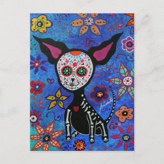 Chihuahua Dia de los Muertos Postcard