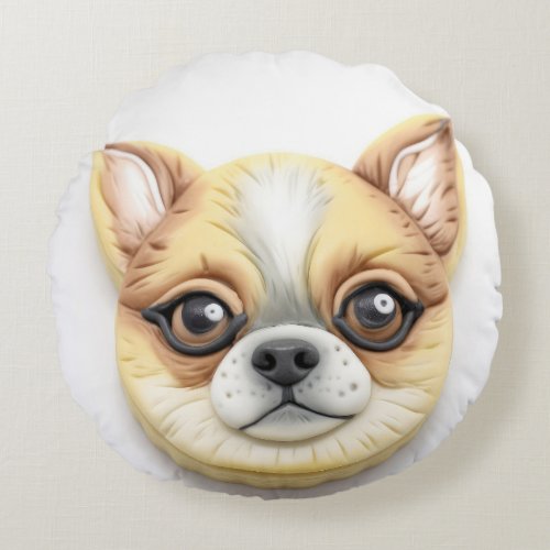 Chihuahua Dog 3D Inspired  Round Pillow