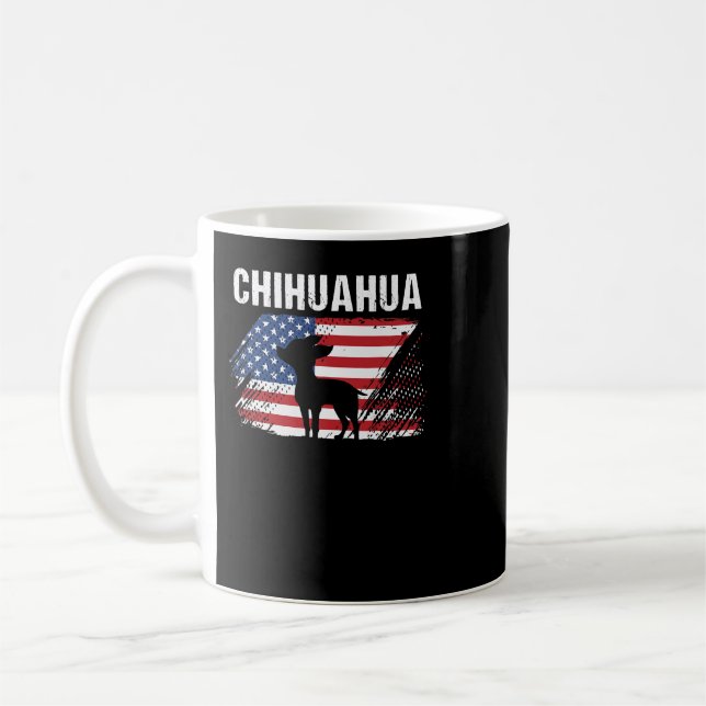 Chihuahua Dog American Flag Retro Dog Silhouette C Coffee Mug (Left)