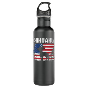 Chihuahua Dog American Flag Retro Dog Silhouette C Stainless Steel Water Bottle