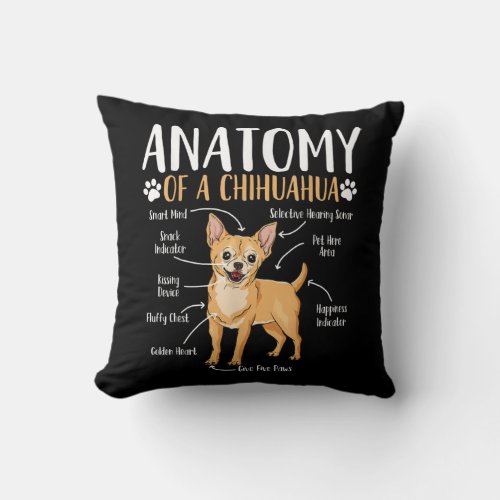 Chihuahua Dog Anatomy Throw Pillow