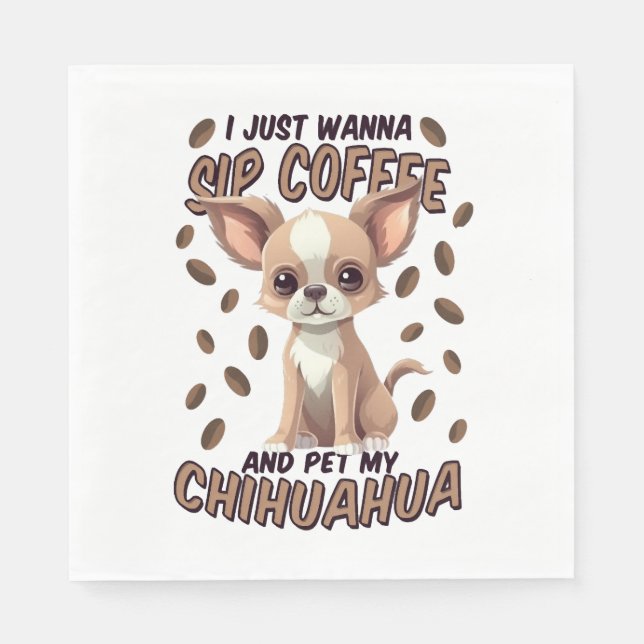 Chihuahua dog and coffee beans napkins (Front)