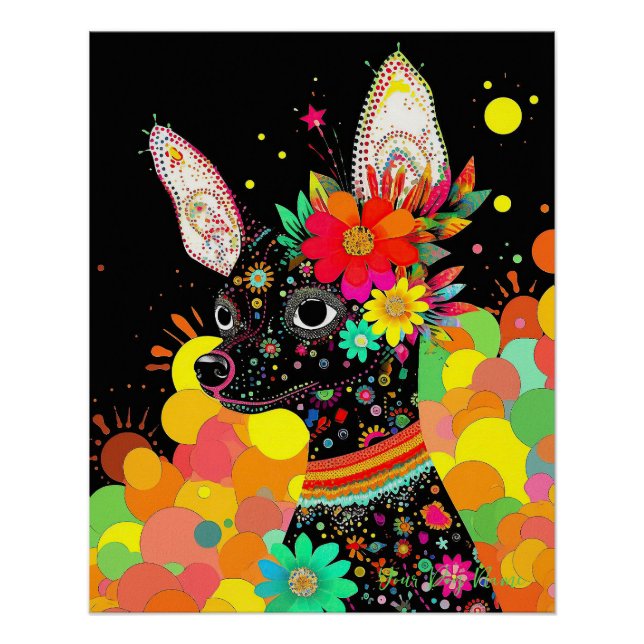 Chihuahua Dog and Flowers  004 - Tailor jewel Poster (Front)