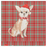 Chihuahua Dog and Red Plaid Christmas Fabric