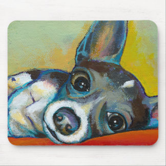 Chihuahua dog art - adorable fun portrait painting mouse pad