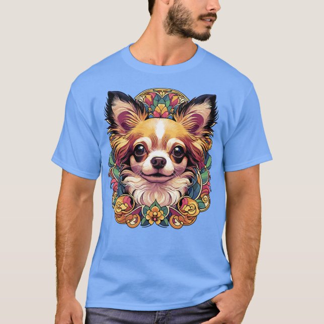 Chihuahua Dog Art Nouveau Dog Lovers Design T-Shirt (Front)
