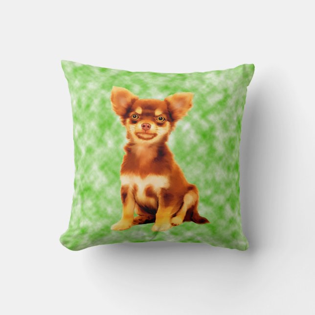 Chihuahua Dog Art Portrait Throw Pillow (Front)