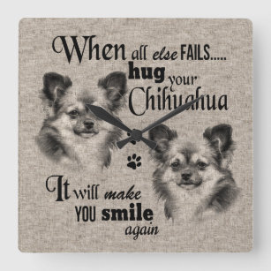 Chihuahua dog art when everything fails quote square wall clock