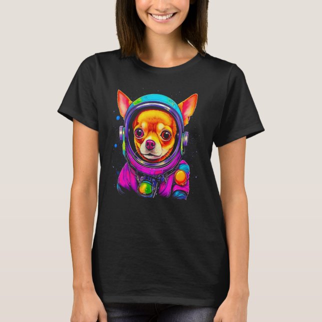 Chihuahua Dog Astronaut in Space T-Shirt (Front)