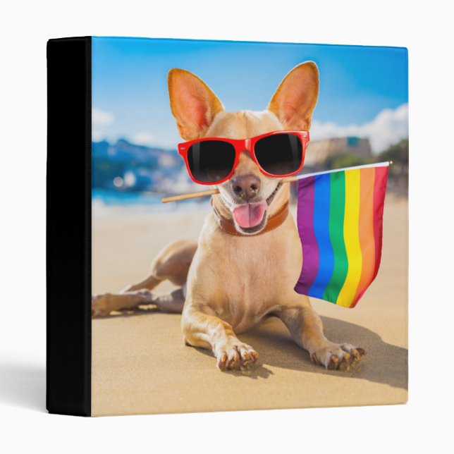 Chihuahua Dog  at the Beach 3 Ring Binder (Front/Spine)