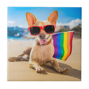 Chihuahua Dog at the Beach Ceramic Tile