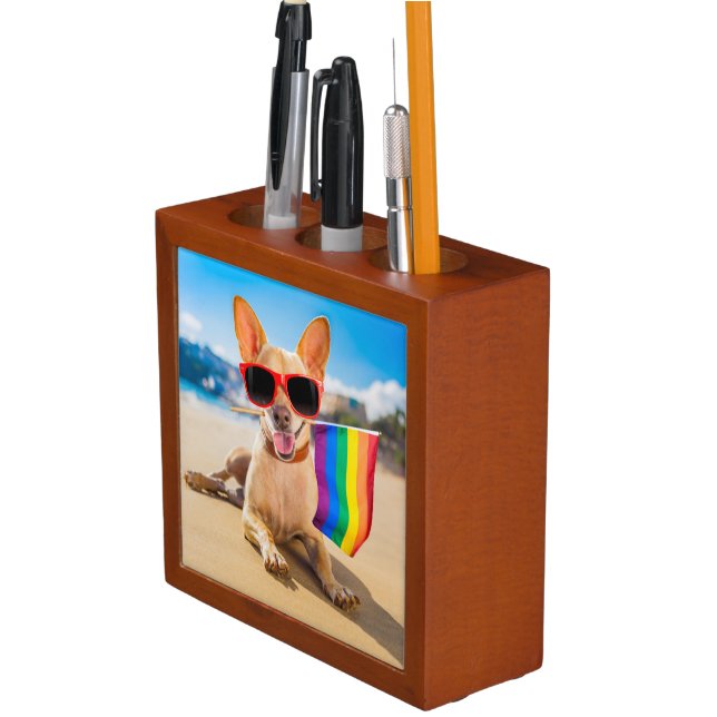 Chihuahua Dog  at the Beach Desk Organizer (In Situ)
