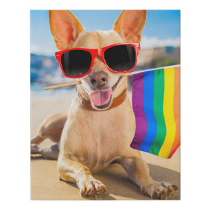 Chihuahua Dog  at the Beach Faux Canvas Print
