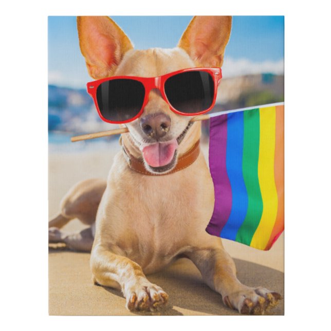 Chihuahua Dog  at the Beach Faux Canvas Print (Front)